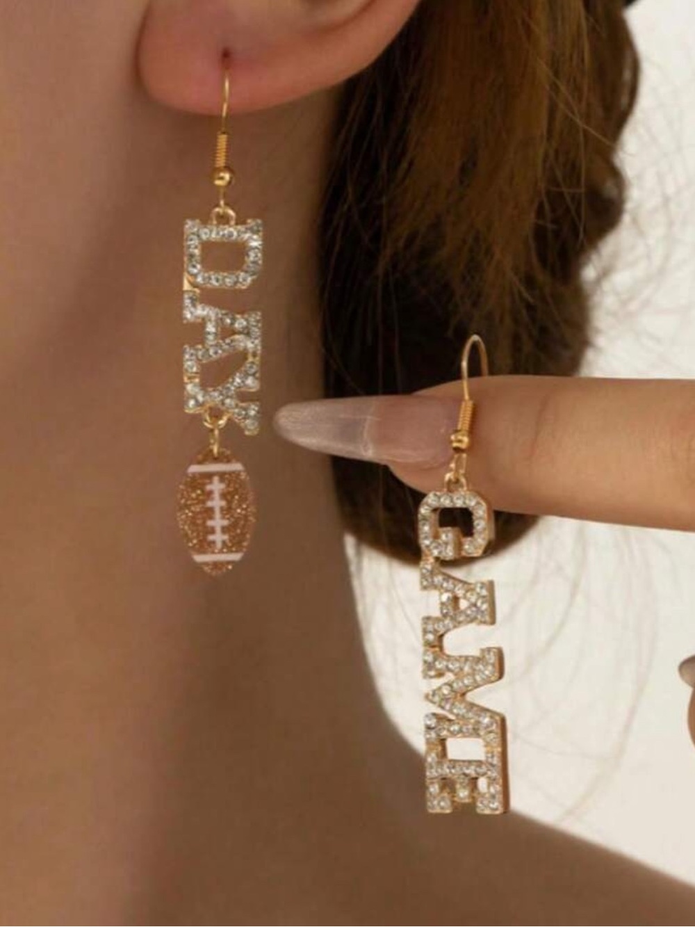 Glitter Gold “ GAME DAY “Football Drop Earrings